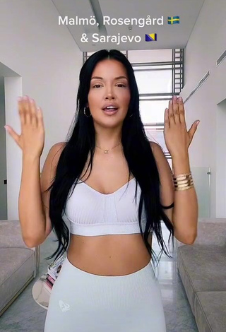 3. Irresistible Enisa Bukvic Shows Cleavage in White Crop Top and Bouncing Boobs