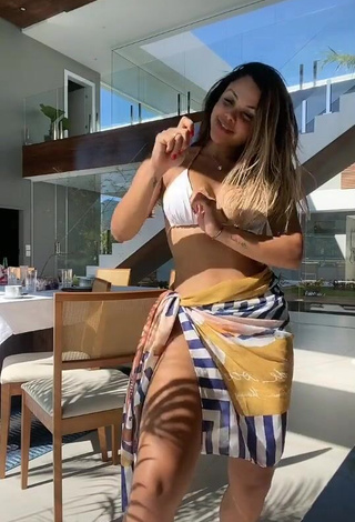 1. Captivating Gabily Shows Cleavage in White Bikini Top
