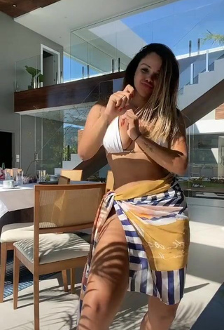 Captivating Gabily Shows Cleavage in White Bikini Top