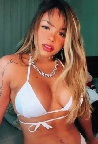 1. Attractive Gabily Shows Cleavage in White Bikini