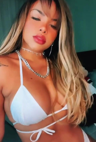 3. Attractive Gabily Shows Cleavage in White Bikini