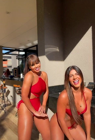 3. Magnetic Gabily Shows Cleavage in Appealing Red Bikini and Bouncing Boobs