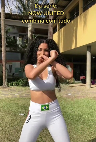 Erotic Gleijysa Shows Cleavage in White Sport Bra and Bouncing Boobs