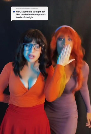 Sweet Hauntedhostess Shows Cleavage