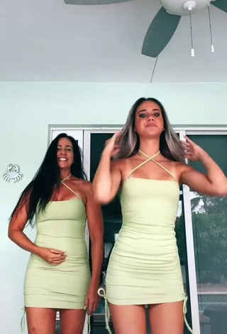 Hottie Jada Jenkins Shows Cleavage in Olive Dress