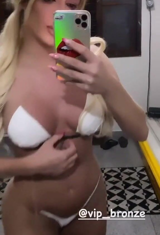 1. Jaquelline Shows Cleavage in Cute White Bikini