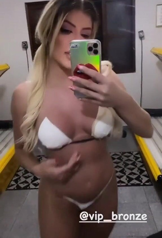 3. Jaquelline Shows Cleavage in Cute White Bikini