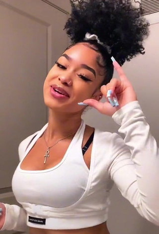Lanii Kay Shows Hot White Crop Top and Cleavage