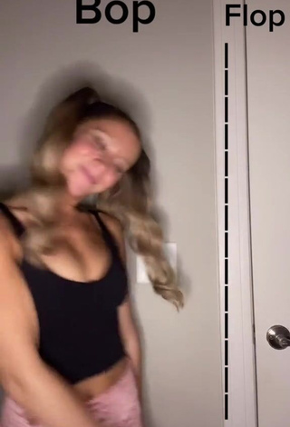 Sexy Lizzy Wurst Shows Cleavage in Black Crop Top and Bouncing Breasts