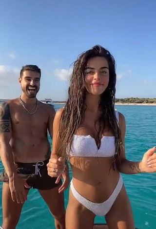 1. Beautiful Violeta Mangriñán in Sexy White Bikini in the Sea