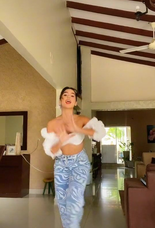 Amazing Anahí in Hot White Crop Top