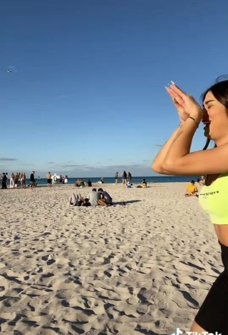 Irresistible Ezgi Gizem Akdogan in Lime Green Crop Top at the Beach