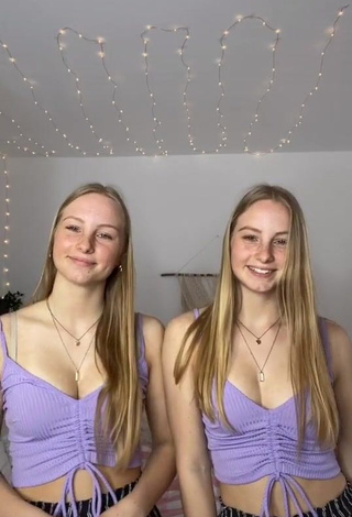 1. Irresistible Finja & Svea Shows Cleavage in Purple Crop Top