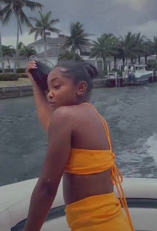 3. Erotic Gabby Morrison in Yellow Bikini Top on a Boat