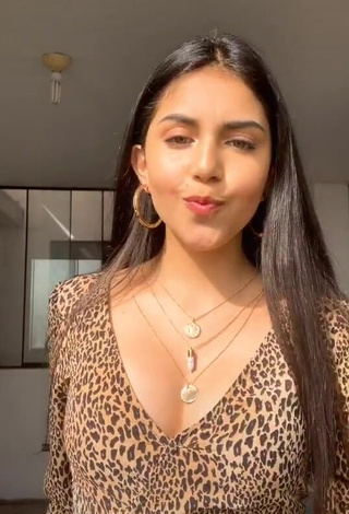 Erotic Geyli Vargas Shows Cleavage in Leopard Dress