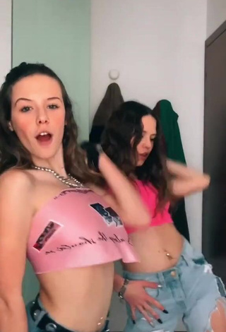 3. Dazzling Greta & Alice Greali in Inviting Pink Crop Top