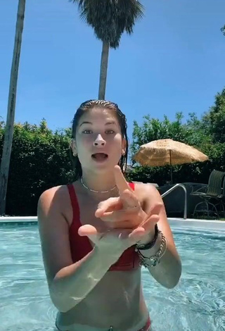 3. Irresistible Hannah Rylee in Red Bikini at the Swimming Pool