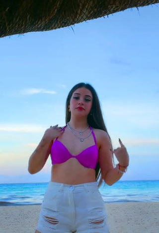 1. Hot Fernanda Villalobos in Pink Bikini Top at the Beach