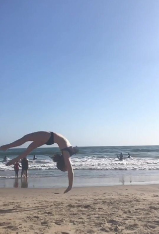 Erotic Elaina Rose in Black Bikini at the Beach