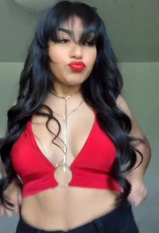 1. Jackie Ybarra in Cute Red Crop Top