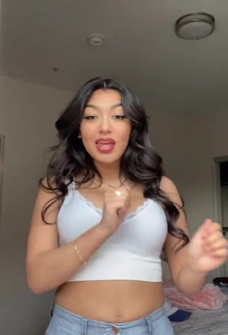 3. Lovely Jackie Ybarra Shows Cleavage in White Crop Top