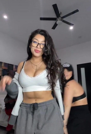 1. Irresistible Jackie Ybarra Shows Cleavage in White Crop Top