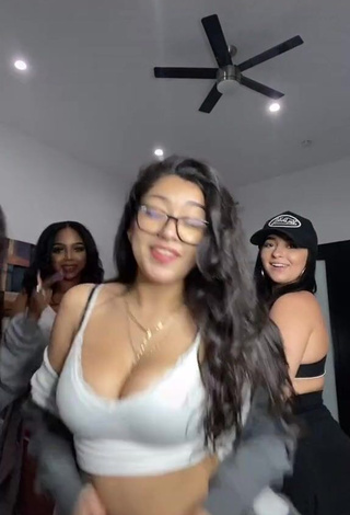 Irresistible Jackie Ybarra Shows Cleavage in White Crop Top