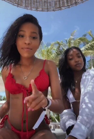 1. Captivating Jada Wesley in Red Bikini at the Beach