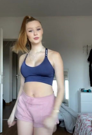 Cute Jasi Schneider in Blue Crop Top