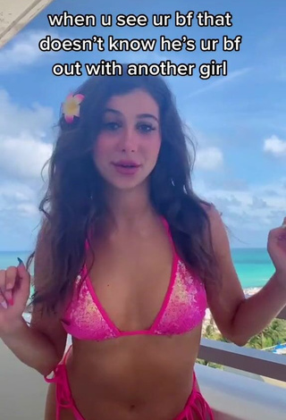 3. Amazing Isabella Diakomanolis in Hot Pink Bikini on the Balcony