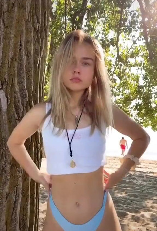 1. Cute Kenna Bates in White Crop Top at the Beach