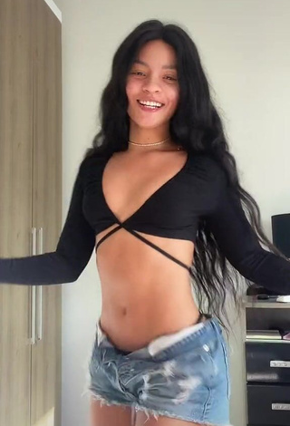 3. Hot Carol Mamprin in Black Crop Top