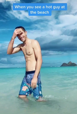 Erotic Cina in Blue Bikini at the Beach