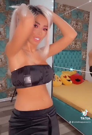 3. Irresistible Cristina Pucean in Black Tube Top while doing Belly Dance
