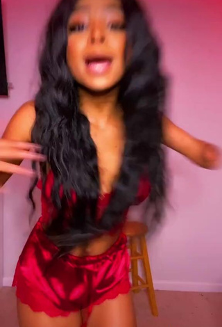 2. Hottie Destinee Faire Shows Cleavage in Red Crop Top while Twerking