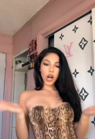 1. Hot Destiny Salazar in Snake Print Top and Bouncing Boobs