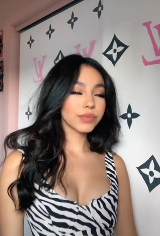 Pretty Destiny Salazar Shows Cleavage in Zebra Crop Top