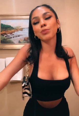 Sweetie Destiny Salazar Shows Cleavage in Black Crop Top