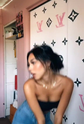 Irresistible Destiny Salazar Shows Cleavage in Black Tube Top and Bouncing Tits