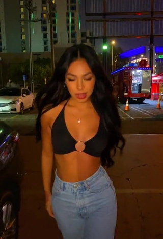 1. Cute Destiny Salazar in Black Crop Top in a Street