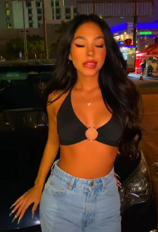 3. Cute Destiny Salazar in Black Crop Top in a Street