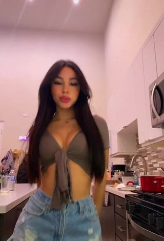 Hottest Destiny Salazar Shows Cleavage in Grey Crop Top