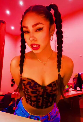 Alluring Destiny Salazar Shows Cleavage in Erotic Leopard Crop Top