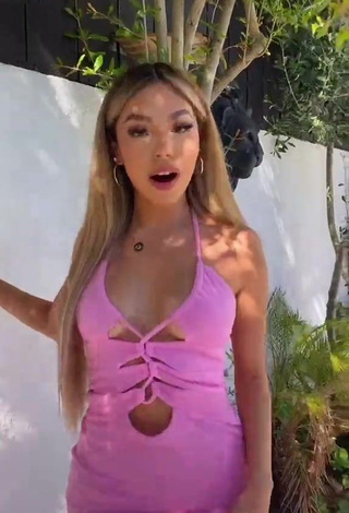 Irresistible Destiny Salazar Shows Cleavage in Pink Dress