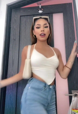 3. Lovely Destiny Salazar Shows Cleavage in White Crop Top