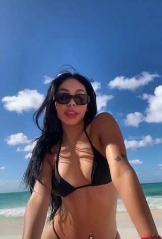 3. Erotic Destiny Salazar in Black Bikini at the Beach