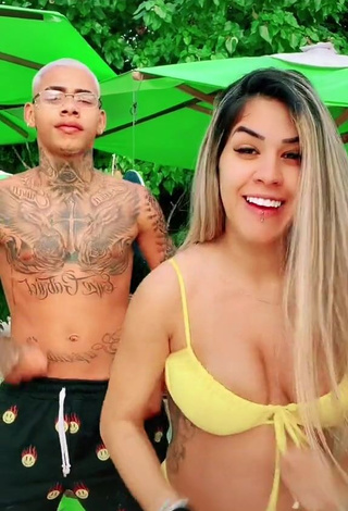 1. Sweet Andressita Chegou Shows Cleavage in Cute Yellow Bikini and Bouncing Boobs