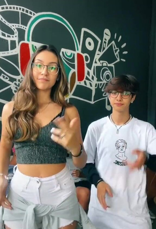 3. Cute Lais Gomes in Grey Crop Top