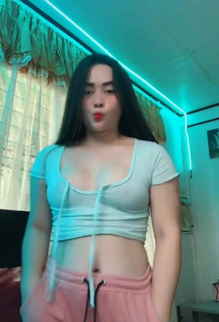 1. Really Cute Delacruz Jane Pauline Shows Cleavage in Grey Crop Top and Bouncing Boobs