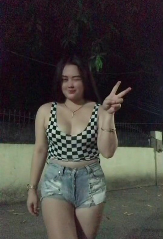 1. Delacruz Jane Pauline Shows Cleavage in Erotic Checkered Crop Top in a Street